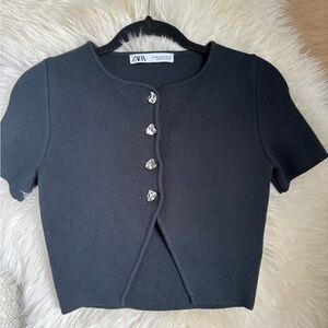 Zara Cropped Button-Up Top